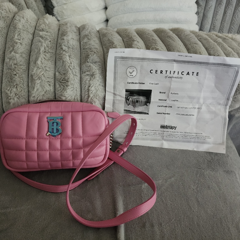 NWOT Burberry Pink Quilted Leather Mini Lola Camara Bag